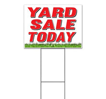 Yard Sale Today (18" x 24") Yard Sign, Quantity Discounts, Multi-Packs, Includes Metal Step Stake, Bandit, New, Advertising, USA
