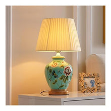 WOAITIANTIAN Desk Lamps Painted Ceramic Desk Lamp, Flower Bird Bedside Table Light(Dark Gold)