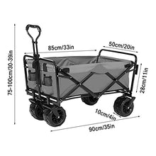 Outdoor Folding Utility Wagon Wagon Collapsible with Wheels Heavy Duty Outdoor Cart for Camping Garden Beach with Cup Holders, Load-Bearing 90kg / 198lbs