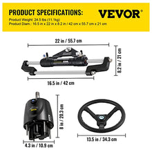 VEVOR Hydraulic Boat Steering System Kit 300HP with Helm Pump, Cylinder, Steering Wheel, Hose Black