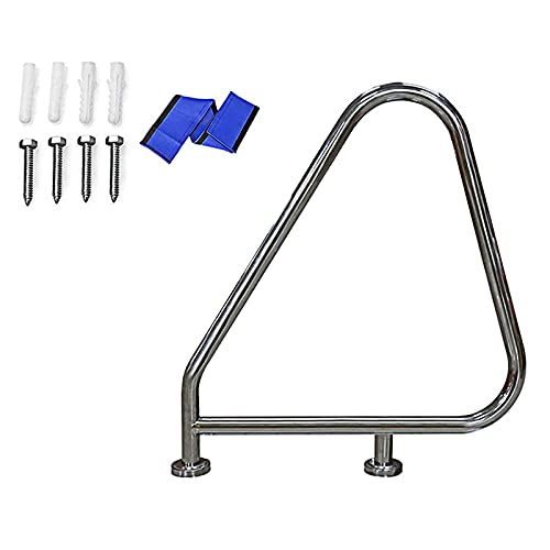 MSHOSAC Sturdy Pool Safety Handrails Pool Handrails Swimming Pool Hand Rail for Ground Swimming Pools 304 Stainless, with Blue Grip Cover, Swimming Pool Stair Rail & Complete Mounting Accessories