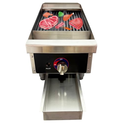 Yokoma Commercial Desktop Gas Broiler Machine Smokeless Natural Gas Countertop Grill Machine for Steak BBQ 43x30cm Grill Compact Efficient for Indoor Outdoor