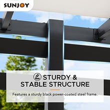 Sunjoy 10x12 ft Steel Outdoor Pergola with White Adjustable Shade and Privacy Screen