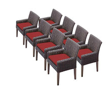 TK Classics TKC Venice Wicker Patio Arm Dining Chairs Set of 8 Terracotta