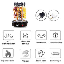 Dntum Electric BBQ Machine, Vertical Grill Stainless Steel Barbecue, 360° Automatic Rotating Rotisserie Grill Smoke Free Timer with 9 Steel Sticks
