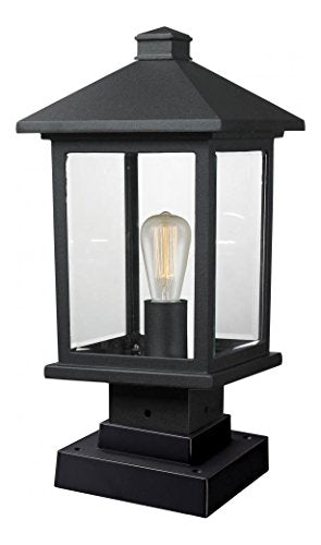Black Portland 16.875" Tall 1 Light Outdoor Lantern Pier Mount Light
