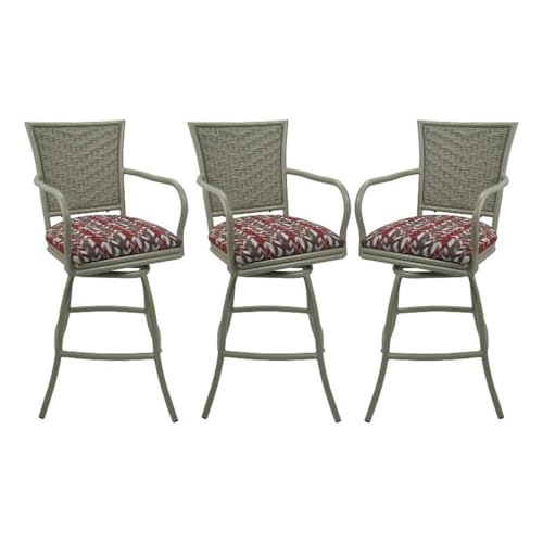 Tobias Designs Inc. Set of 3 Erin - Outdoor Indoor 26" Swivel Bar Stool - Simi Desert Rose on Beige
