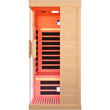 OUTEXER Indoor Far Infrared Sauna Canadian Hemlock Single Person Spa Wood Color