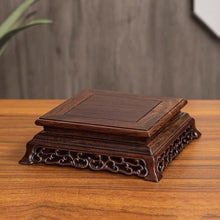 QUANGJN Pcs Plants Saucers Carved Crafts Ornaments Solid Wood Bracket Rectangular Flowerpot Vase Porcelain Buddha Base Plant Pot Saucers,