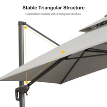 9' X 12' Double Top Rectangle Cantilever Patio Umbrella,Pebble Grey