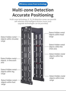 HZFAIGLL Portable Walk Through Metal Detector, Foldable Security Gate with 3 Detection Zones, Rechargeable Battery 40H, Lightweight Transportable Scanner for Events, Schools, Stadiums, Courthouses