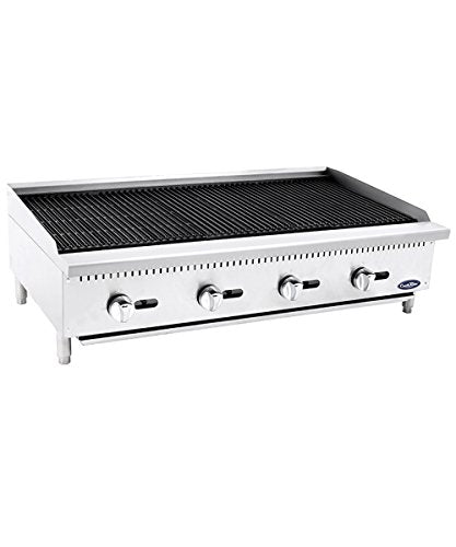 Atosa ATRC CookRite Commercial Countertop Radiant Charbroiler, Natural or LP Gas, 48", Cast Iron Grates, (4) Burners, Manual Controls (ATRC-48)