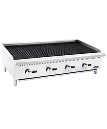 Atosa ATRC CookRite Commercial Countertop Radiant Charbroiler, Natural or LP Gas, 48", Cast Iron Grates, (4) Burners, Manual Controls (ATRC-48)