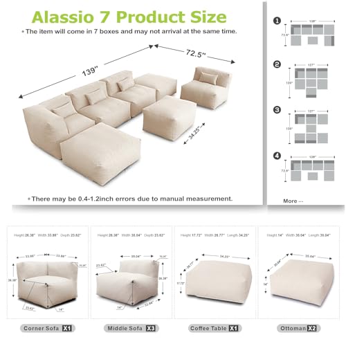 OPEAK 7PC Alassio Outdoor Patio Furniture Set Light Beige