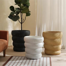 yinxx240708 Concrete Flower Pot Indoor Outdoor Large Floor Standing Planter, with Drainage Holes Tiered Bubble Design Plant Pot for Indoor or Outdoor Porch/Garden(Beige,Large)