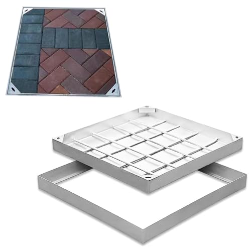 1pc Invisible Manhole Cover and Frame - for Indoor and Outdoor Use - 304 SS, Portable Pull Hole, 2.6 Ton Load Capacity(50x50x8cm)