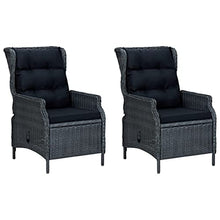 HKTMGDNG 3-Piece PE Rattan Patio Bistro Set with Cushions, Dark Grey