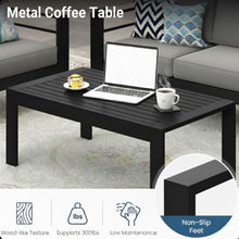 callmego Stylish All-Weather Metal Patio Ottoman with Thick Cushioned Seat for Outdoor Living Spaces and Backyard Relaxation (Black+ Gray + Olefin)