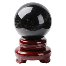 NIBHZ Natural Black Crystal Ball Ornaments, Black Crystal Ball, Home Living Room, Bedroom, Crystal Crafts Original Stone,Black,200mm