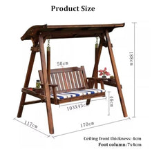 Porch Swing with Stand and Canopy, Wooden Patio Porch Swing Chair