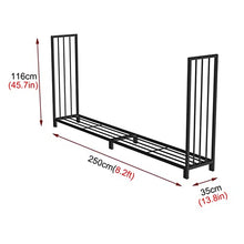 JDXQBLD Firewood Rack 4 Feet/ 8 Foot Firewood Rack Stand for Outdoor Deck Patio, Cast Iron Heavy Duty Log Holders Lumber Storage Organizers, 126x35x116cm, Black (Black 250x35x116cm)