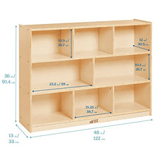 ECR4Kids 8-Compartment Mobile Storage Cabinet 36in Classroom Furniture Natural
