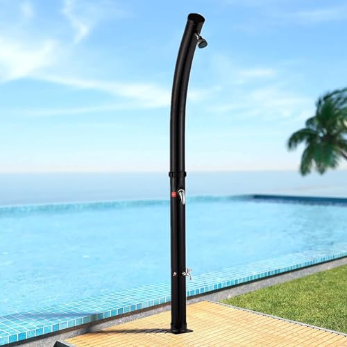 MKLFBY 7.2Ft 20L Poolside Shower Solar Heated Outdoor Shower with Shower Head & Foot Shower Tap, Temperature Adjustable Garden Shower for Home/Commercial