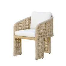 Driftbay Natural Rope Outdoor Dining Chair with White Boucle Cushions