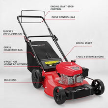 PowerSmart 21" Self-Propelled Gas Lawn Mower | 170cc OHV Engine | Rear-Wheel Drive for Slopes | 3-in-1 Bag, Mulch & Discharge | 6 Cutting Heights | Durable Steel Deck| Rear-Wheel Drive | Medium Yard