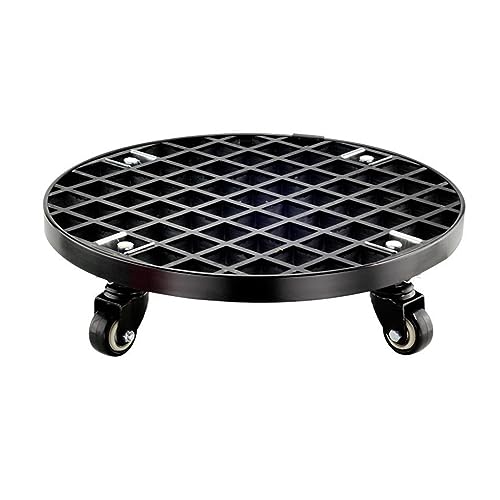 QUANGJN Heavy Duty Plant Caddy with Industrial Grade Pu Caster Wheels, Load Bearing 440Ib,Round Large Rolling Plant Stand Dolly with Aluminum Edge,for Moving Potte,Black-43cm/17in