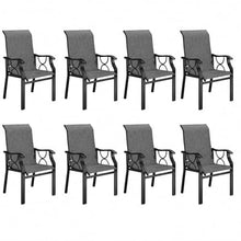 DWVO Patio Dining Chairs Set of 8, Outdoor Dining Chairs with High Back, Quick Dry Textilene Fabric, E-Coated Metal Frame, All Weather Patio Chairs for Backyard, Deck, Lawn, Garden, Grey