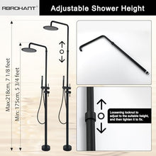 RBROHANT Freestanding Outdoor Shower Adjustable with Rain Shower Head Matte Black