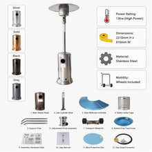 Stainless Steel Propane Patio Heater, 13000W Mushroom Heater