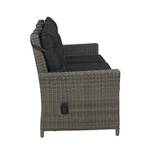 Asti All-Weather Wicker Three-Seat Reclining Sofa with Dark Gray Cushions - Outdoor Patio Furniture, 75 in. W x 30 in. x 37 in. H, Gray Resin Wicker, Aluminum Frame, Weather-Resistant