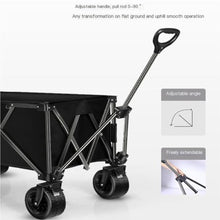 Outdoor Beach Trolley Cart for Camping Picnics and Gatherings Portable Folding Table Pull Rod and Small Trailer Brown Color