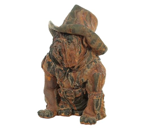 Solid Rock Stoneworks Sheriff Bulldog Concrete Statue, 19" Tall, Rust Color