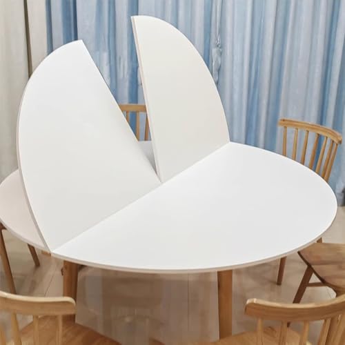 Innovz 47 to 87 Inch Round Table Top Only, Wooden Quarter Folding Tabletop, Home Useful Table Top for Kitchen Coffee Side Table, Walnut Teak Mahogany Marble Texture(White,150cm(59inch))
