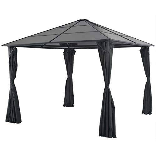 HKTMGDNG 9.8x9.8 ft Aluminum Gazebo with Curtains for Backyard Patio