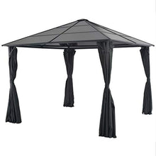 HKTMGDNG 9.8x9.8 ft Aluminum Gazebo with Curtains for Backyard Patio
