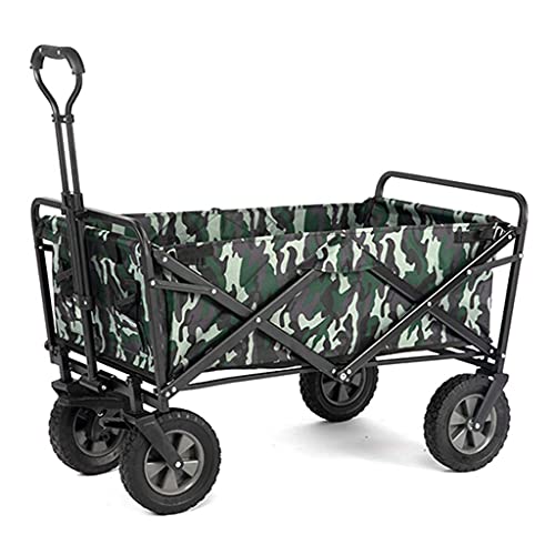 Outdoor Folding Utility Wagon 4 Wheeled Folding Camping Cart, Utility Garden Trolley, Portable Outdoor Handcart with Brake, for Beach Picnic, Load-Bearing 100KG / 220lbs (Style 10)