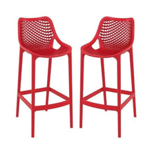 Home Square Polypropylene Patio Bar Stool in Red - Set of 2