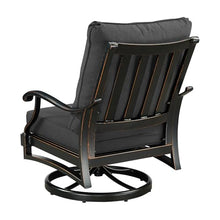 Oakland Living Pair of Black Aluminum Patio Deep Seating Swivel Rocker Club Chairs with Black Cushions