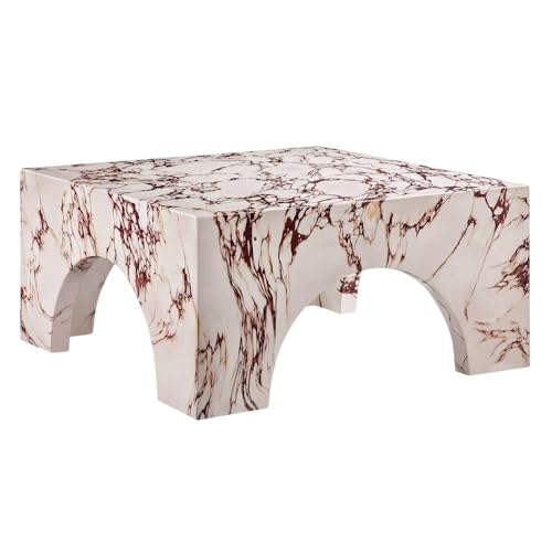 Outdoor Escape Red Valen Indoor Outdoor Patio Arched Concrete Coffee Table, Stylish Design, Durable Construction, Perfect for Patio and Indoor Spaces