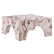 Outdoor Escape Red Valen Indoor Outdoor Patio Arched Concrete Coffee Table, Stylish Design, Durable Construction, Perfect for Patio and Indoor Spaces