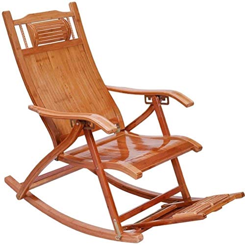 JKSVTF Furniture Rocking Chair, Foldadble Bamboo Rocking Chair Recliner Home Indoor and Outdoor Lounge Chair Balcony Rocking Chair Recliner Lazy Leisure Chair Lunch Break Siesta Pa