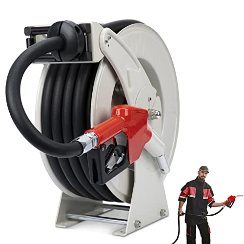 Ecojoy Fuel Hose Reel 3/4" x 50', Retractable Diesel Reel with Nozzle