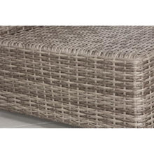 Homyee 10-piece Conversation Set with Grey Cushions for Backyard, Lawn, Outdoor Wicker Furniture Set with Sturdy Aluminum Frame and Slatted Square Coffee Table for Poolside
