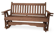 4 FT WALNUT Porch MISSION Glider Cupholders Bench for 2 Person, Amish-Made Pine Wood Patio Glider, Smooth Glide, Balanced Construction, Even Weight Distribution, Relaxed Seating Angle, Made in USA