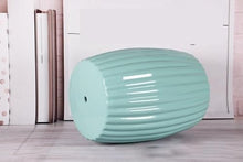 JOYNOW Ceramic Garden Stool Decorative Garden Stools Striped Carved Ceramic Stool Monochrome Glazed Ceramic Stool Shoe Bench Garden Stool Ceramic(A)