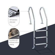Stainless Steel Swim Ladders, 2/3-Step In-Ground Non-Slide Step for Indoor/Outdoor Pool, 250/440lbs Load Capacity,Easy Assembly (Silver 1.5mm)